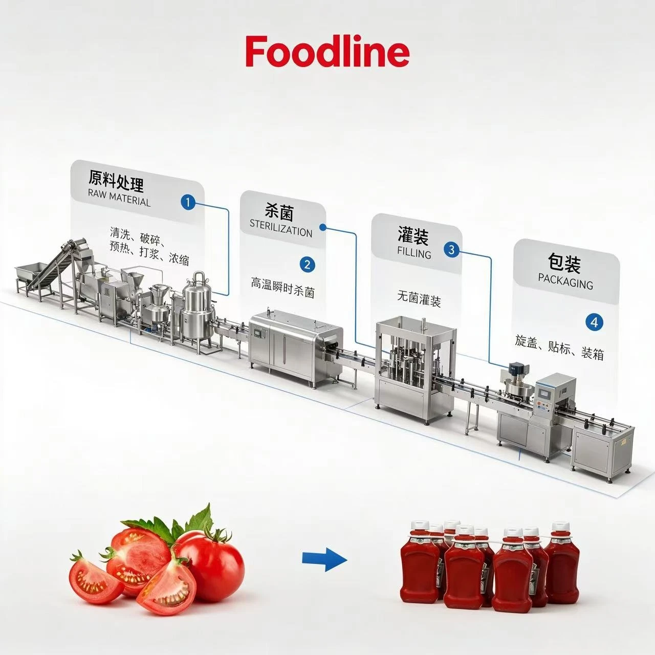 FL Customized Commercial Concentrate Ketchup Tomato Paste Manufacture Plant Low Price Tomato Puree Sauce Machine
