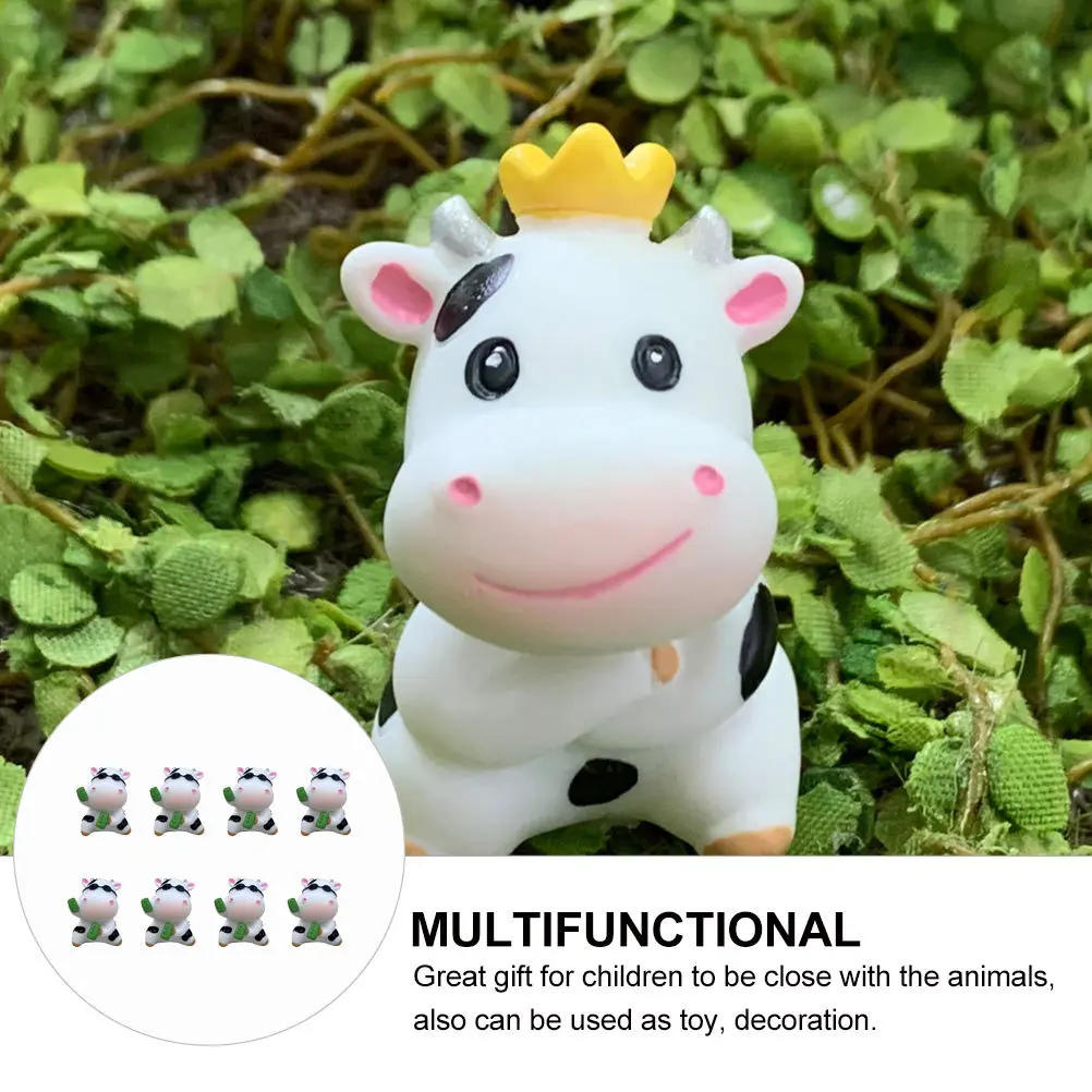 

8Pcs Simulation Cow Animal Resin Desktop Decoration Party Favor Educational Gift Resin Cow Adorable Ornament