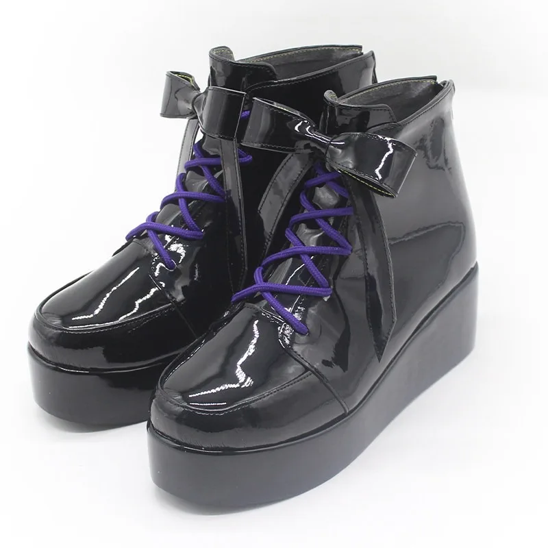 Vtuber La+ Darknesss Cosplay Shoes Game Cosplay Props Black Thick Sole PU Shoes Halloween Party Boots Big Size Custom Made