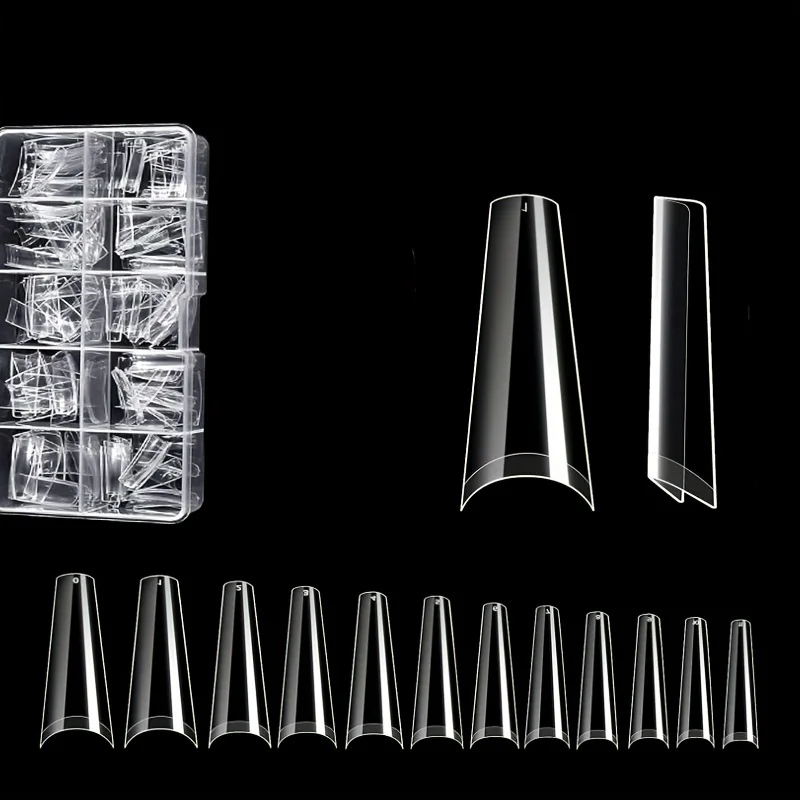 

500Pcs French Coffin Nail Tips, Acrylic Half False Nail Art Tips, 10 Sizes with Clear Plastic Box for Nail Extension