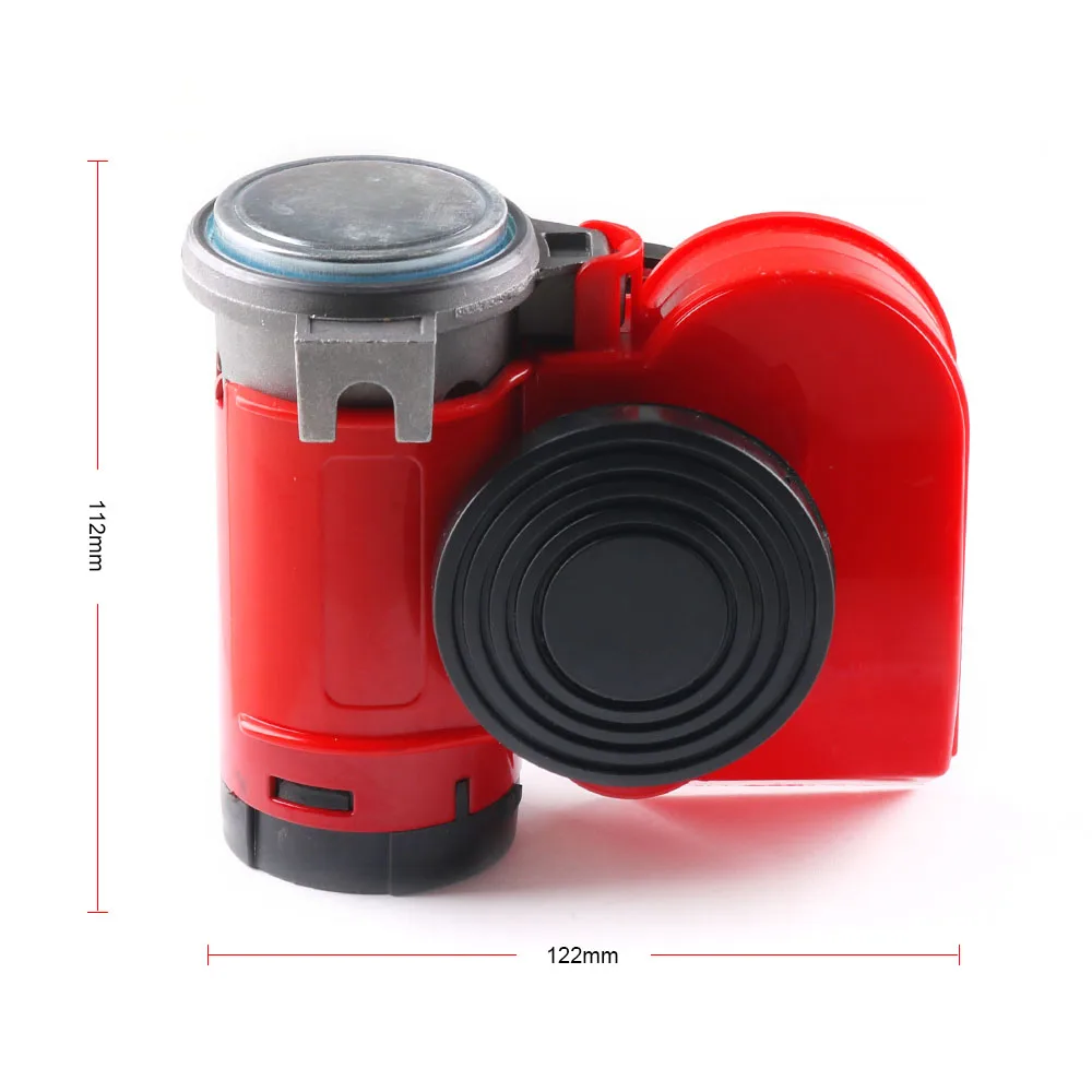 Red Snail Compact Air Horn 12V 115dB Air Car Truck Multi-tone & Claxon Horns 450Hz for Cars Vehicles Motorcycle Boat RV