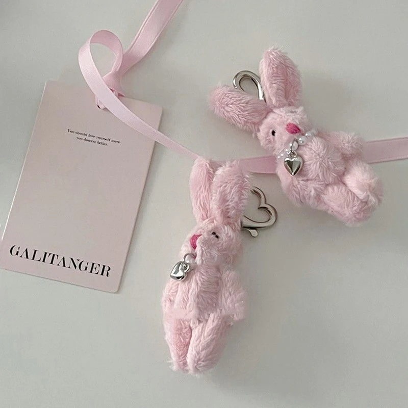 Porte-clés lapin de dessin animé mignon, porte-clés de téléphone, bijoux mignons, pendentif au beurre en peluche, accessoires cadeaux, Y2K, 8cm