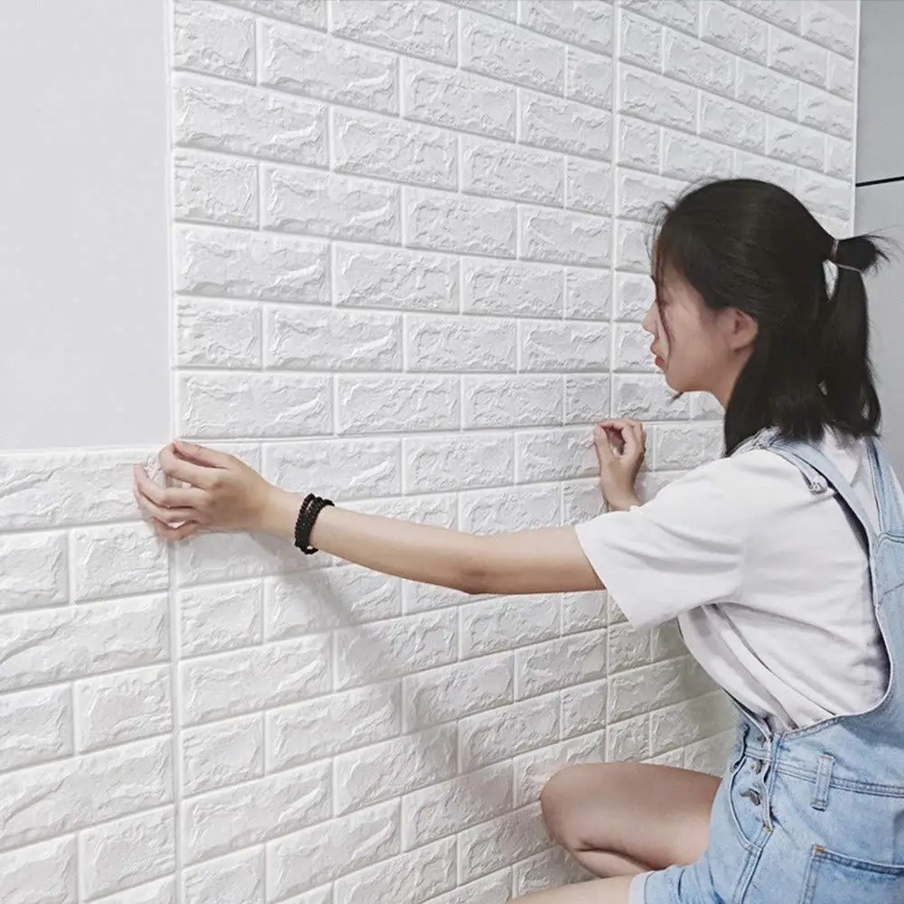 10 Meter 3D Self-Adhesive Wallpaper Waterproof Brick Wall Stickers Living Room Bedroom Children's Room Home Decoration