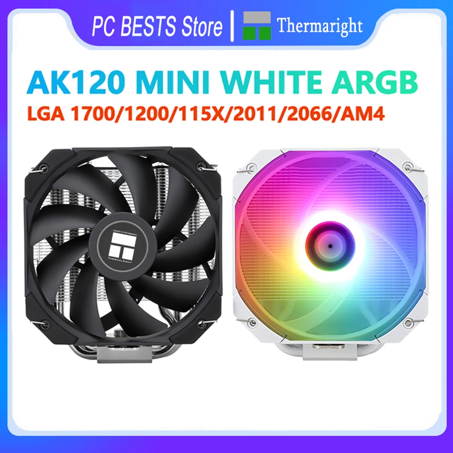 

Мини-кулер для ЦП Thermalright AK120, белый, 5 тепловых трубок, 2-го поколения, никелированный медный корпус Intel LGA115X 1200 2011 2066 AM4