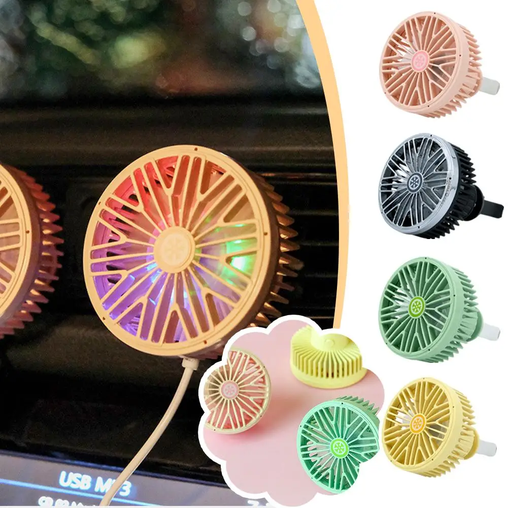 Car Air Outlet Fan, Creative Small Fan, Car Ambient Light Fan, Wind Fan Large Small W5E2