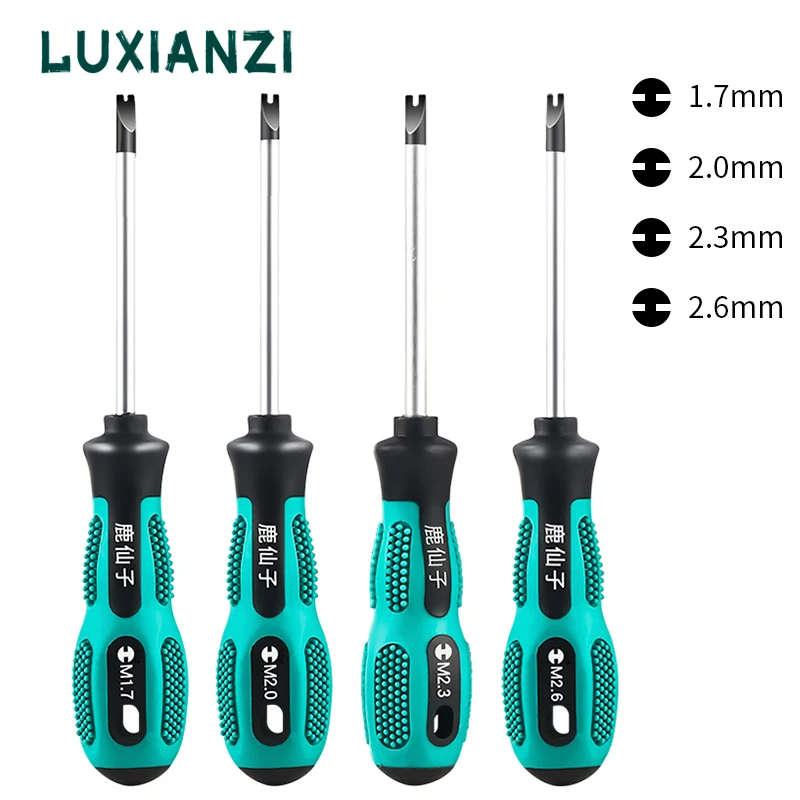 LUXIANZI 4pcs Screwdriver Kit U Fork Type Magnetic Bit 1.7/2.0/2.3/2.6 With Insulated Handle Multi-Function Hand Tool Set