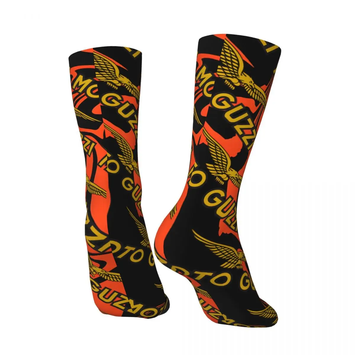 Crazy compression Yellow Sock for Men Harajuku M-Moto Guzzis Quality Pattern Crew Sock Novelty