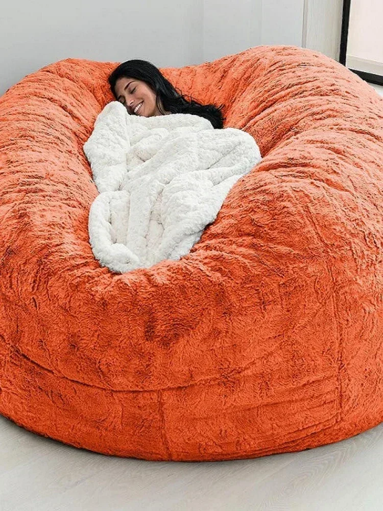 7FT 183*90cm Fur Giant Removable Washable Bean Bag Bed Cover Comfortable Living Room Furniture Lazy Sofa Coat