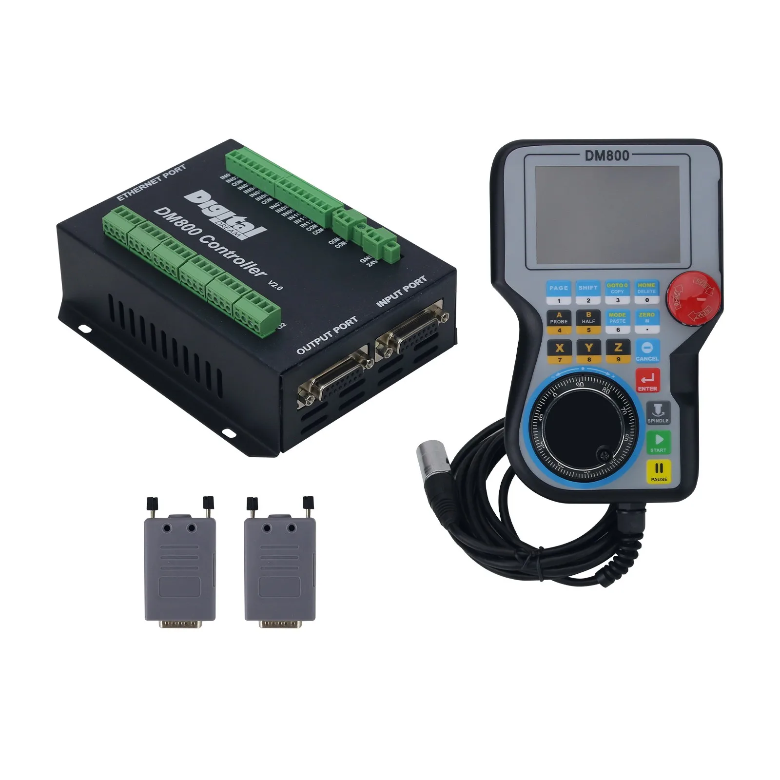Controlador CNC Portátil de 3 Ejes DM800 con Pantalla Integrada de 3.8 Pulgadas y Botón de Parada de Emergencia