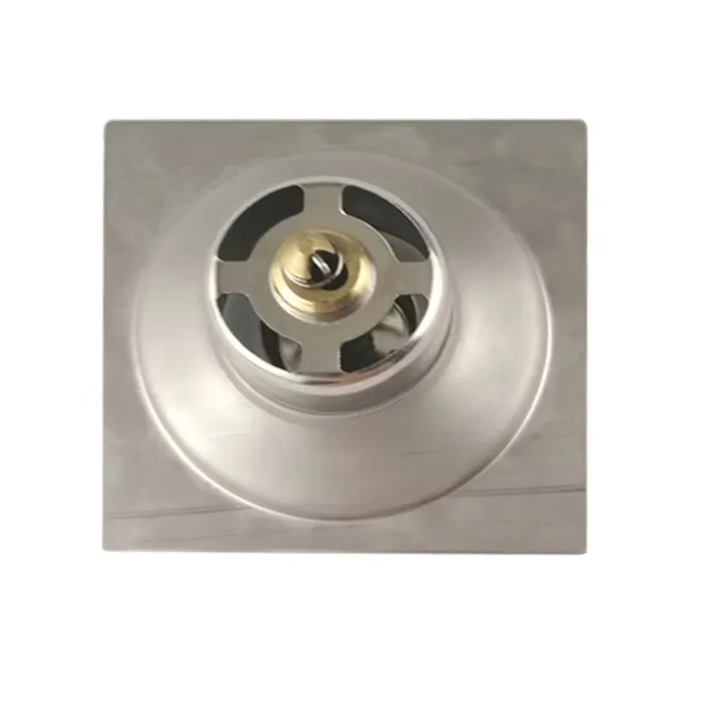 Stainless steel 4-inch concealed floor drain with square frame and round cover pop-up design for bathroom use