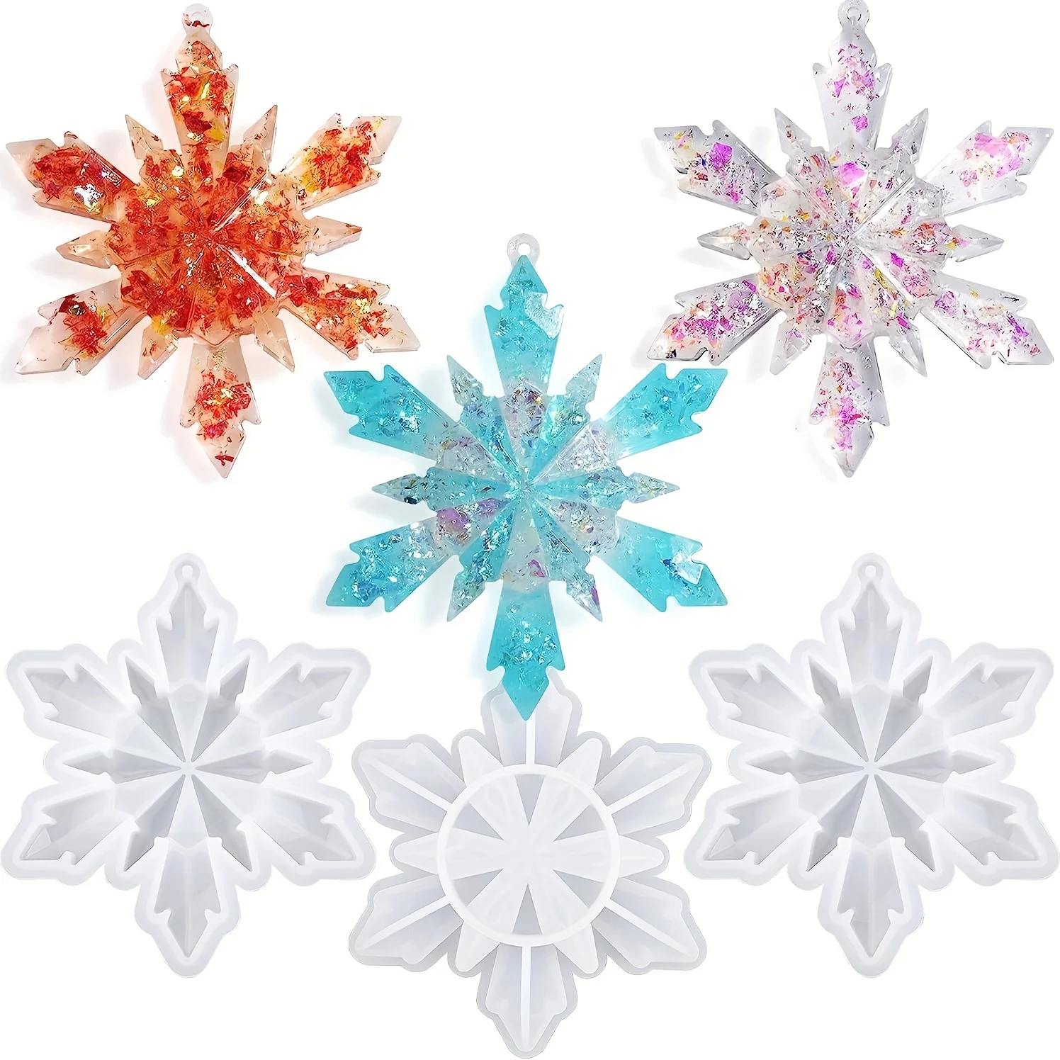 Christmas Resin Molds, Snowflake Resin Mold, 3Pcs Big Snowflake Silicone Molds for Resin, Christmas Ornament Resin Molds