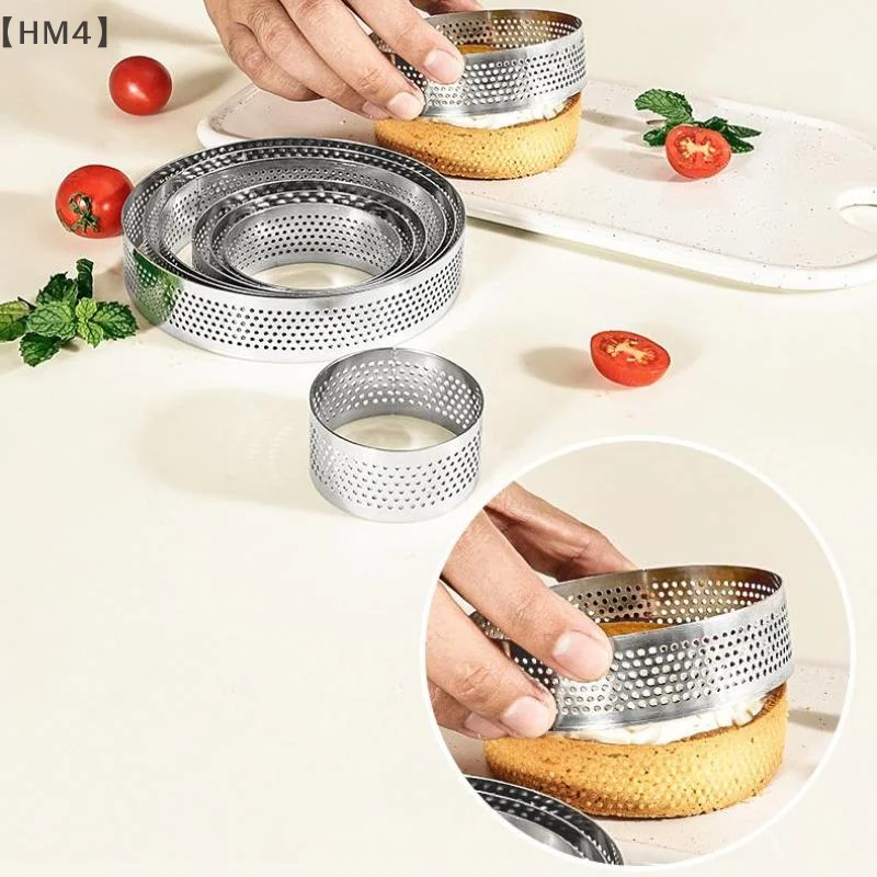 〔HM4〕5/6/7/8/9/10 CM Perforated Tart Rings With Hole Tart Bottom Tower Fruit Pie Quiches Cake Ring Mousse Baking Mold