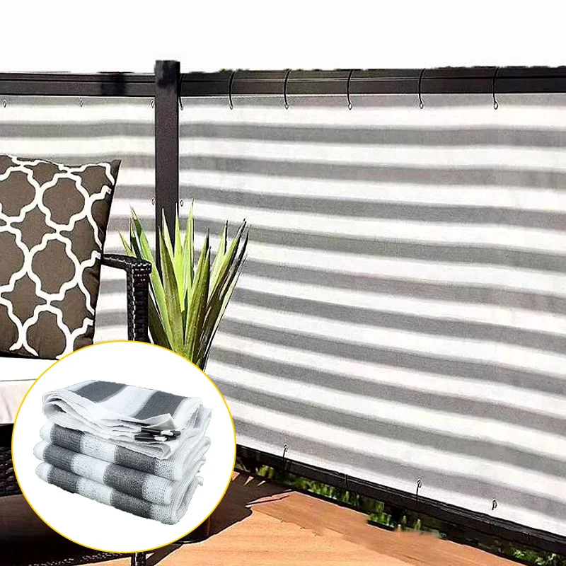 HDPE Gray White Striped Sunshade Net Garden Plant Shed Shading Sail UV Protection Outdoor Pergola Sun Cover Swimming Pool Awning