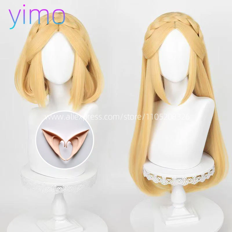 

Парик Zelda, парик принцессы для косплея, 35 см/72 см, золотисто-желтая коса, косплей, аниме, волосы, термостойкие синтетические парики