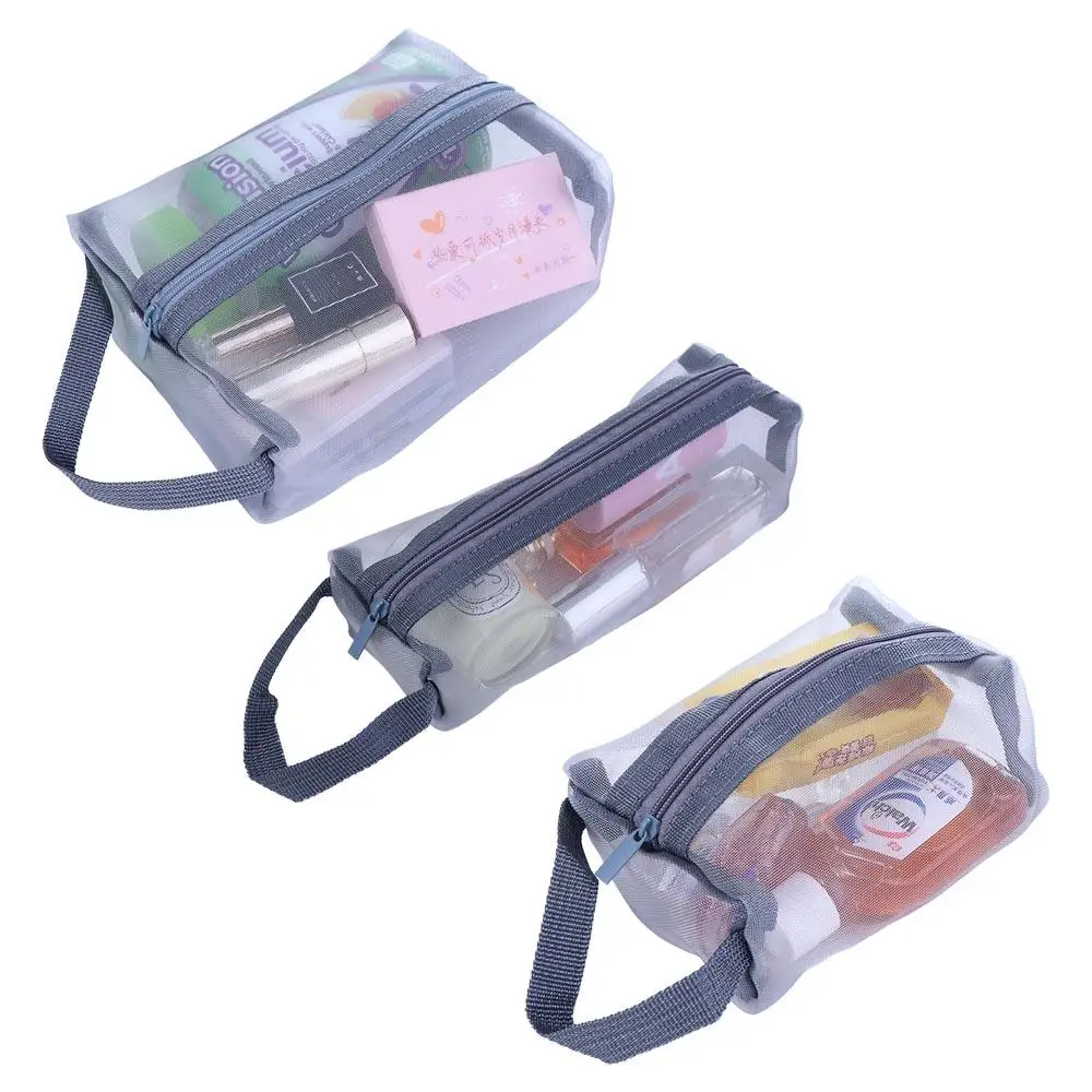 Mesh Travel Wash Bag Transparent Toiletry Bag Korean Storage Bag Zipper Makeup Bag Skin Care Storage Bag Women Cosmetic Bag