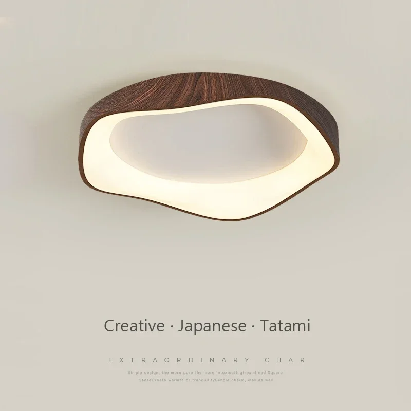 

Nordic Wooden LED Ceiling Light Minimalist Walnut Ceiling Light For Living Dining Room Kitchen Decor LED Round Bedroom Lamp
