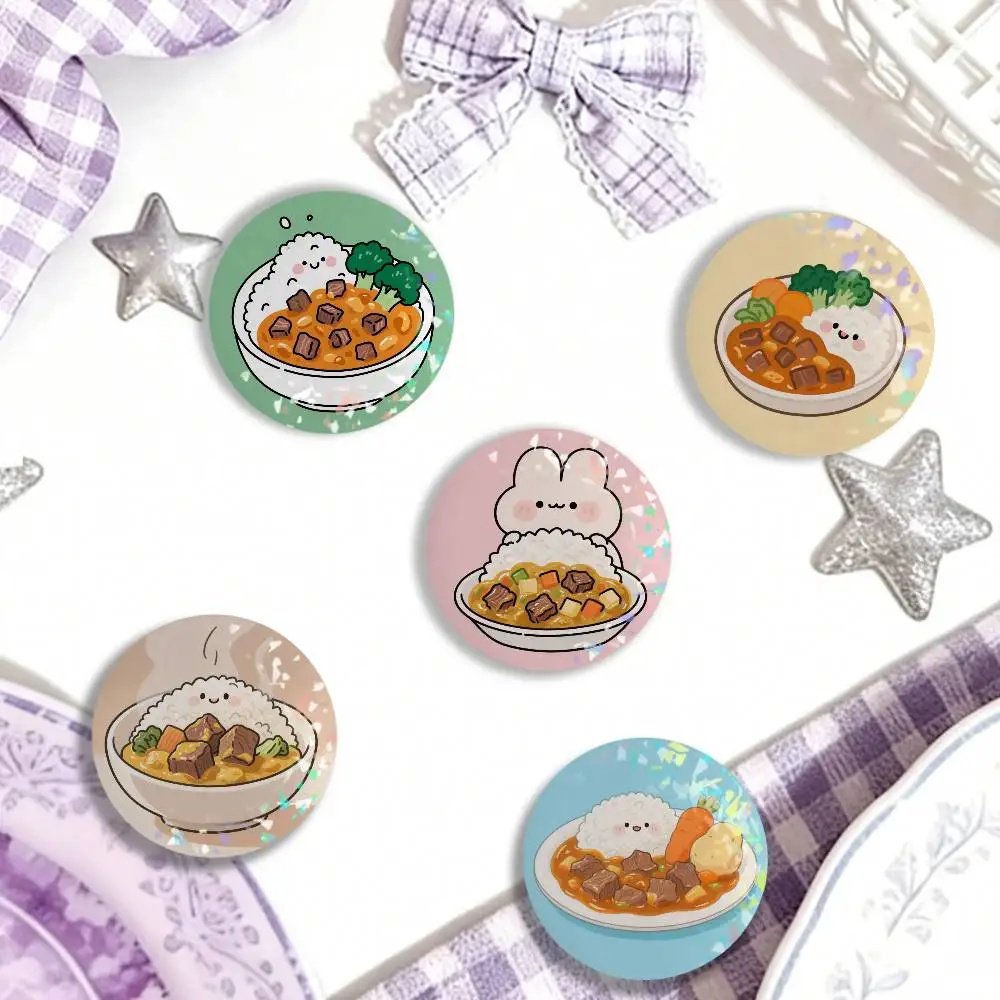 Cute Food Kawaii Laser Badge Creative Brooches Backpack Accessories Make Great Gifts For Friends Children