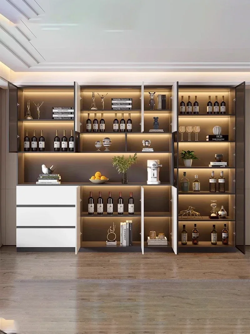 Simple Wood Wine Cabinet Display With Glass Door Exhibition Storage Wine Rack Model Display Case Vitrinas Wine Cabinet Furniture