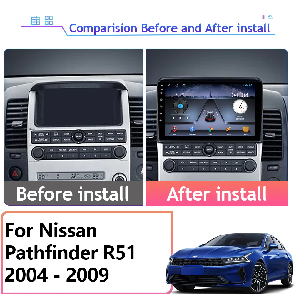 Car For Nissan Pathfinder R51 2004 - 2009 GPS Navigation Android Auto Screen Carplay 4G Wifi NO 2din DVD Multimedia Player HDR