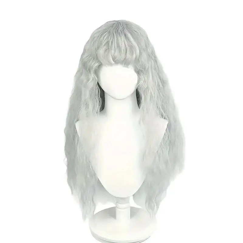 Women Griffith Wigs Long Wavy Gray Wig Synthetic Hair with Bangs for Griffith Cosplay Halloween