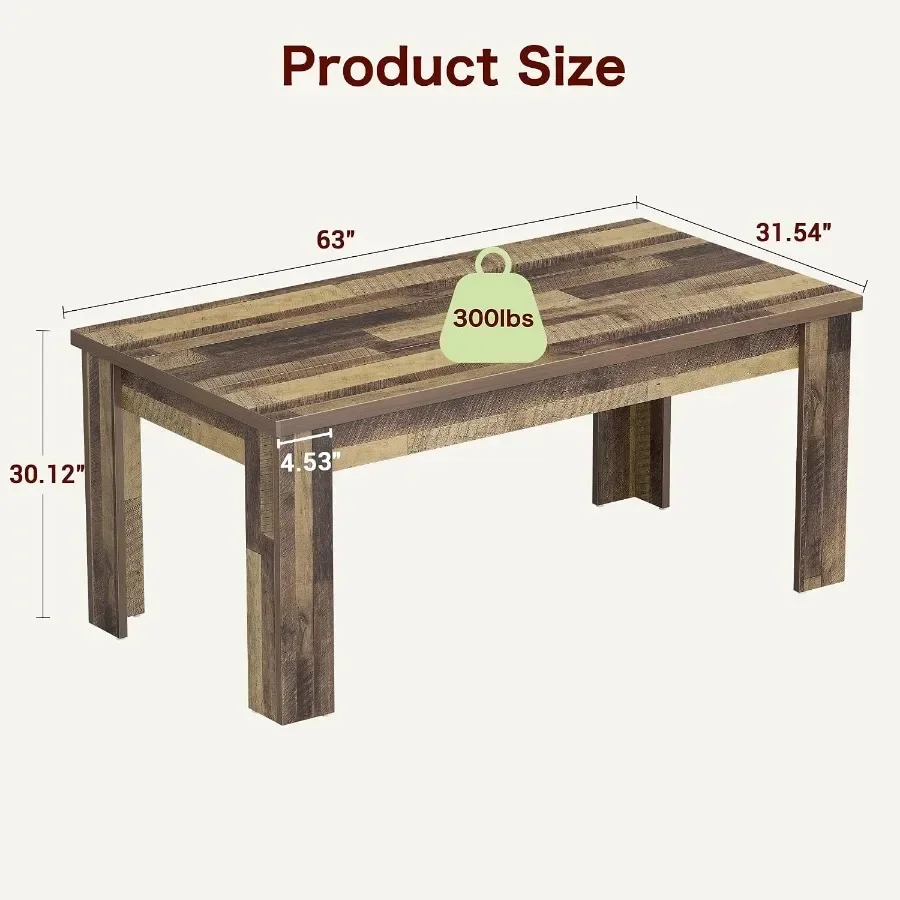 Farmhouse Dining Table, Rustic Rectangle Kitchen Dining Table