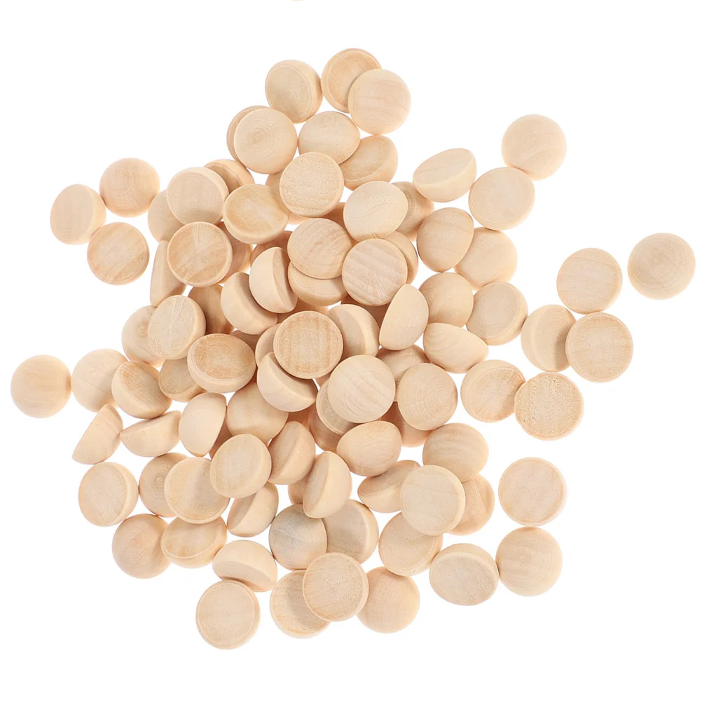 

100 Pcs Wooden Bead Hemisphere Half Craft Beads for Crafts Loose Jewelry Making Charms DIY