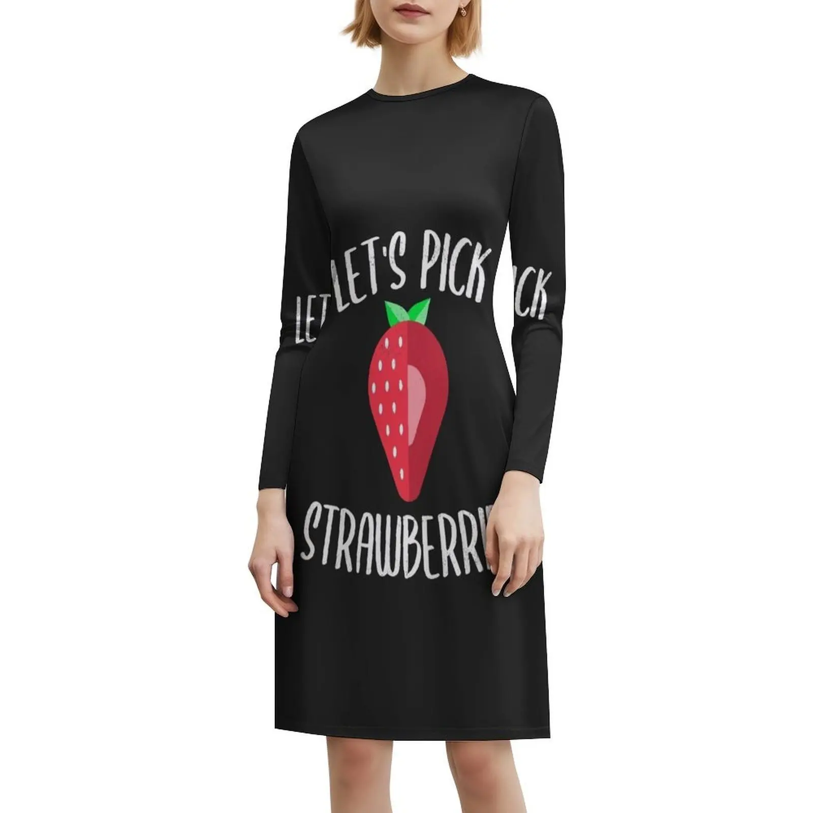 دعونا نختار الفراولة الفاكهة قطف هدية الأزهار سموك فستان للنساء الربيع الصيف فستان كاجوال للحزب الفراولة الفاكهة #6