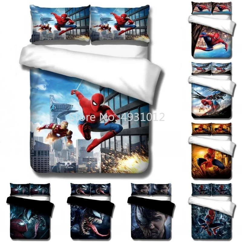 Disney Cartoon Venom Spiderman Bedding Sets Baby Kids Boys Gifts Duvet Cover set with Pillowcases Comforter Cover Bedclothes