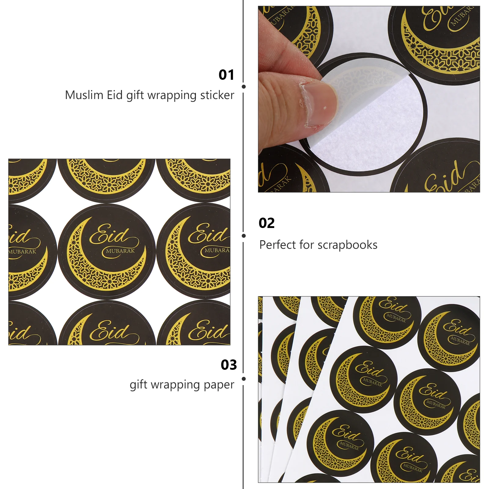 

Sealing Sticker 10 Sheets Self Adhesive Paper Gift Packing Stickers Eid Mubarak Label Circular Sealed Party Favor