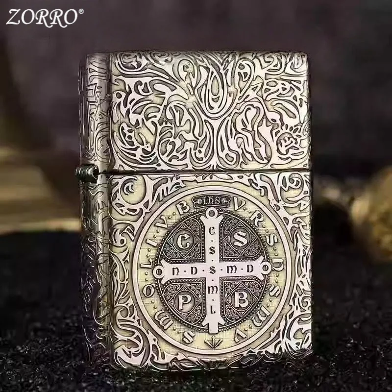 2025 ZORRO 902 oil lighter double-sided carved  men's gift grinding wheel old-fashioned retro windproof
