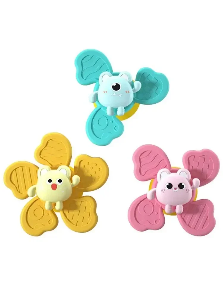 Montessori Baby Spin Top Bath Toys For Boy Children Bathing Sucker Spinner Suction Cup Toy For Kids 2 To 4 Years Rattles Teether