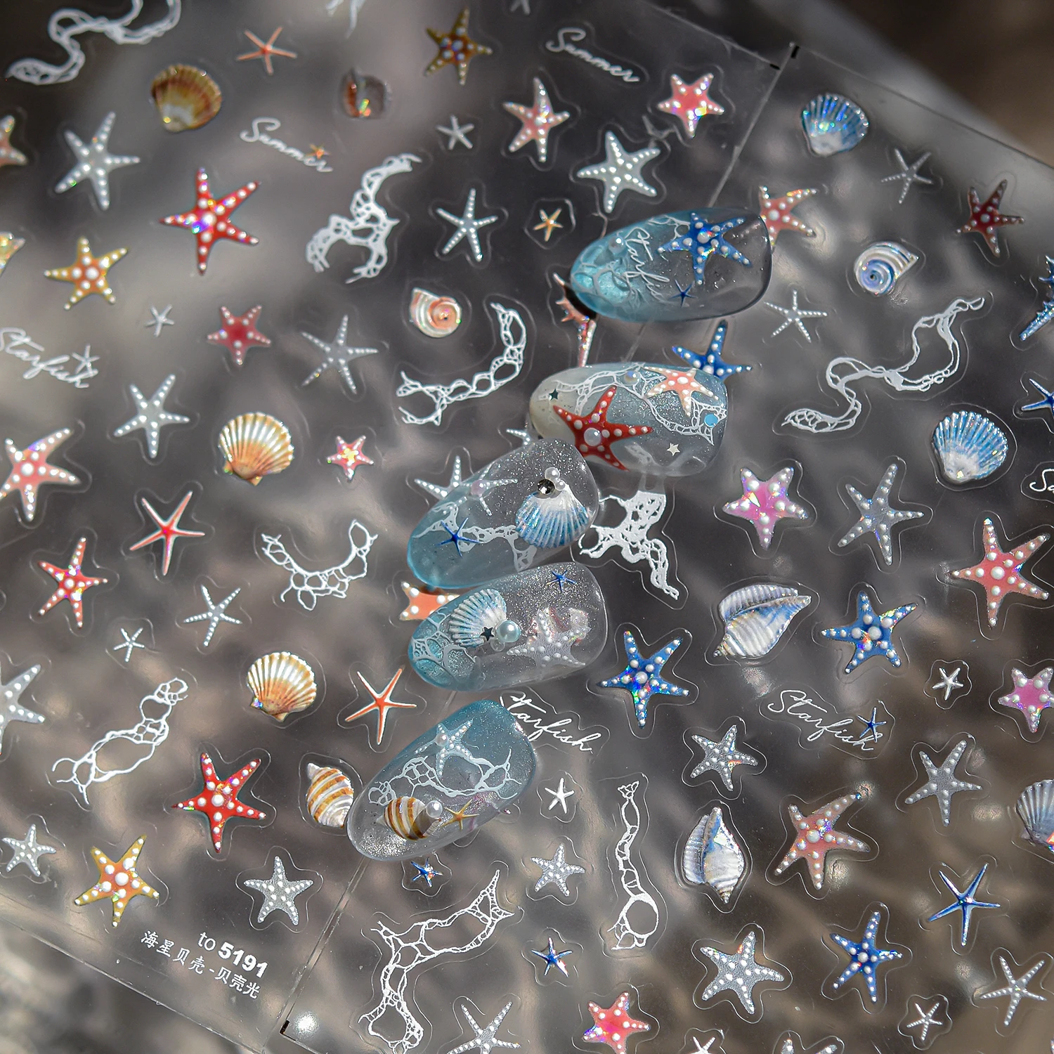 1 قطعة نمط المحيط مسمار الفن صائق الشارات مسمار ملصقات ملونة لطيف فرس البحر قذائف 5D ملصقات اضغط على الأظافر أجزاء الأظافر #5