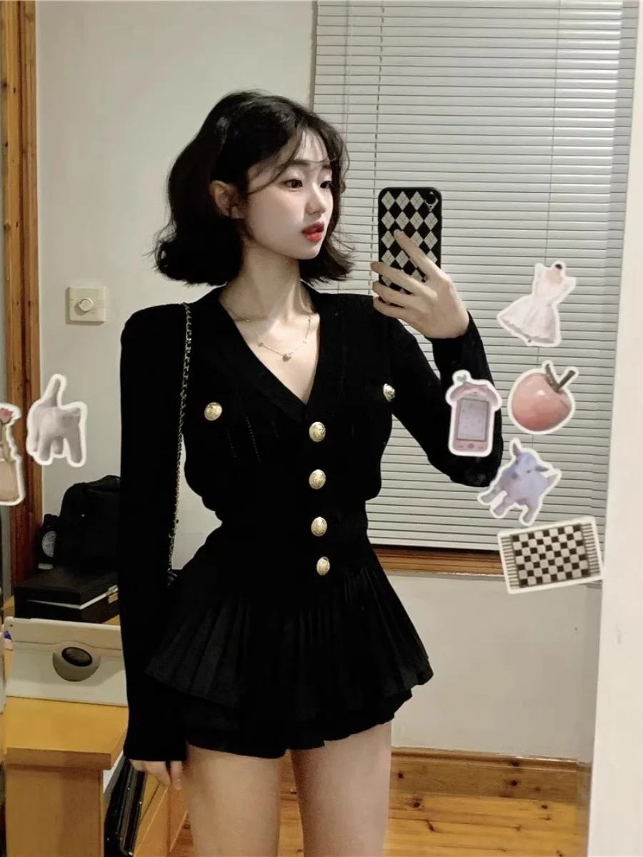 

Ballet Style Knitted Sweater And Cake Skirt Set Women's Fashion Autumn Winter Two-Piece Ensemble Small Fragrance Trend