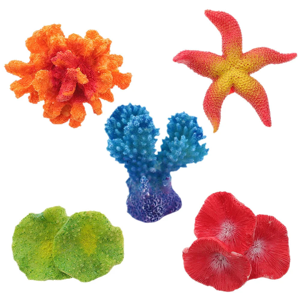 

5Pcs Simulation Artificial Plant Resin Aquarium Decor Realistic Fish Tank Landscape Crushed Coral