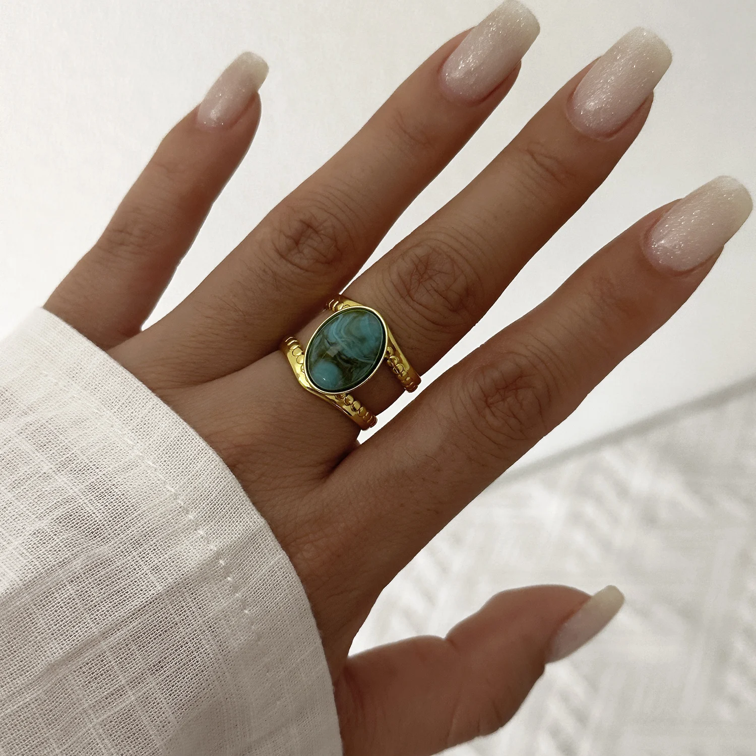 Women's Retro Gold Plated Evil Eye Stackable Ring, Trendy