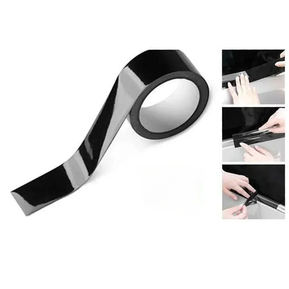 طقم لف من الفينيل عالي اللمعان لفيلم السيارة باللون الأسود من الكروم حذف لنافذة تقليم فيلم تلقائي شريط مضاد للخدش ملصقات مقاومة للماء