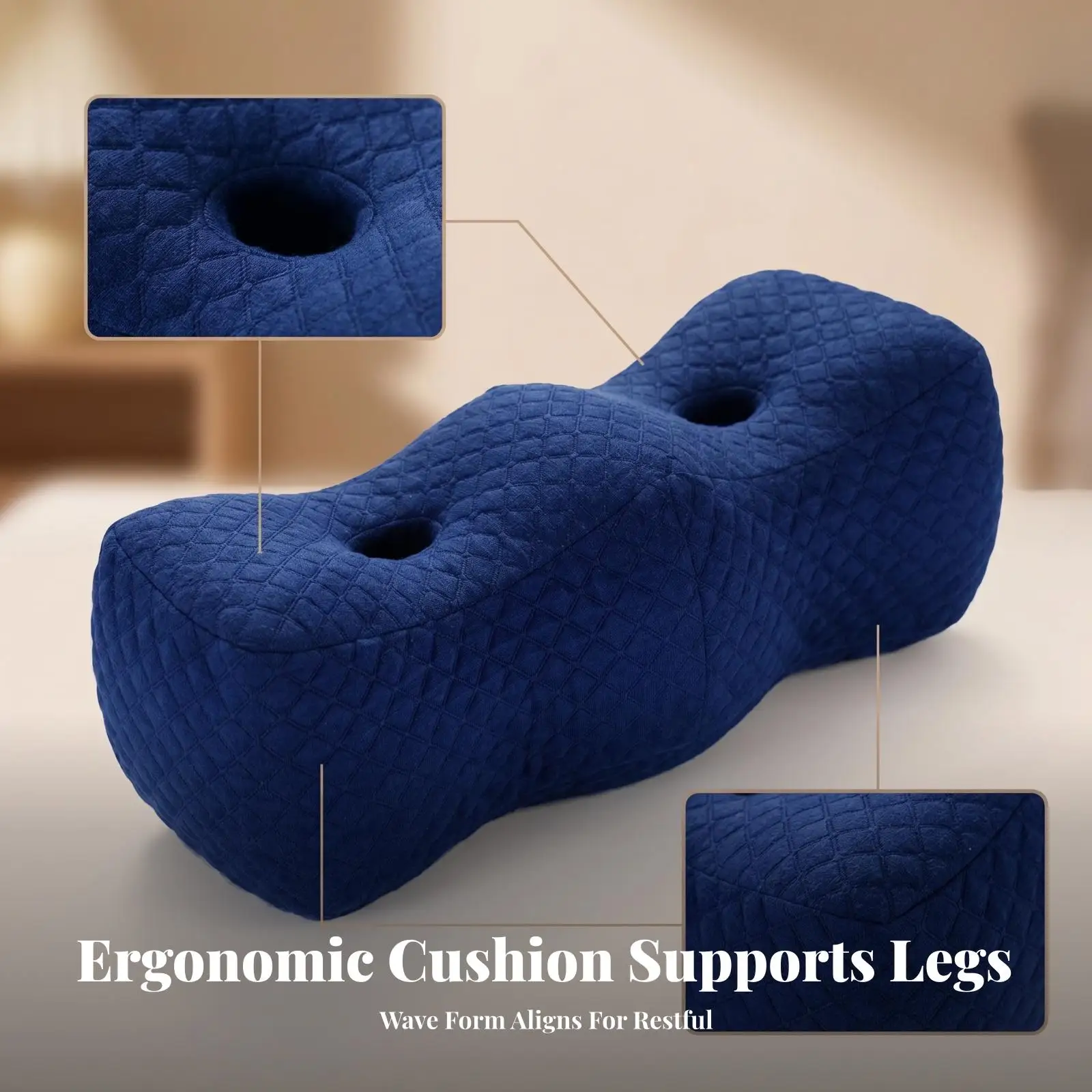 Leg Support Pillow Memory Foam Orthopedic Knee Cushion for Elevating Legs While Sleeping Contoured Bed Rest Pad