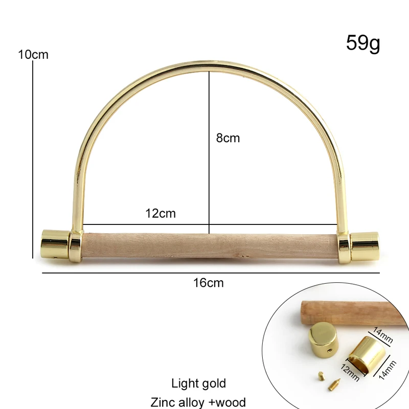 2 قطعة نصف دائري معدن خشبي قوس شكل المحفظة مقبض حقيبة جلدية حقيبة ساعي مقبض مع مسامير DIY بها بنفسك المحفظة الملحقات