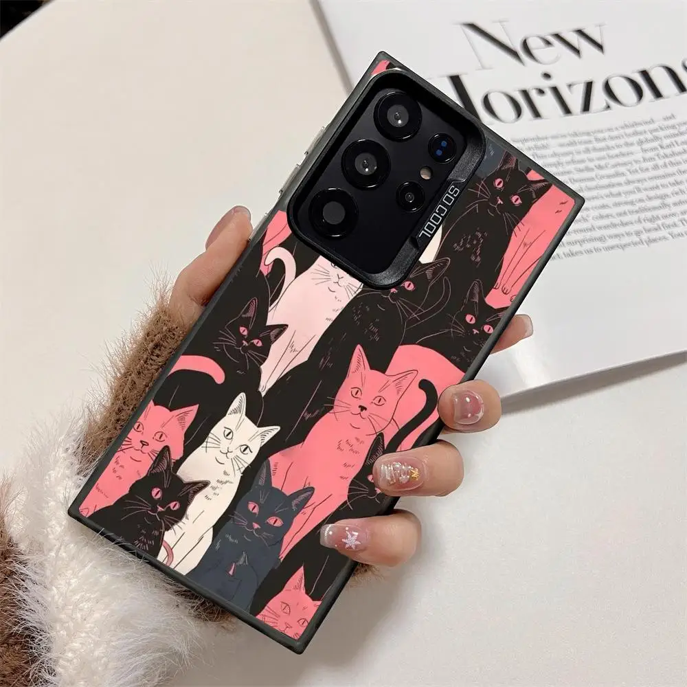 شاشة مليئة بالقطط جراب هاتف لهاتف جالاكسي S25 S24 S23 S22 S21 S20 Ultra/ FE/Plus غطاء خلفي مقاوم للصدمات مضاد للبصمة #4