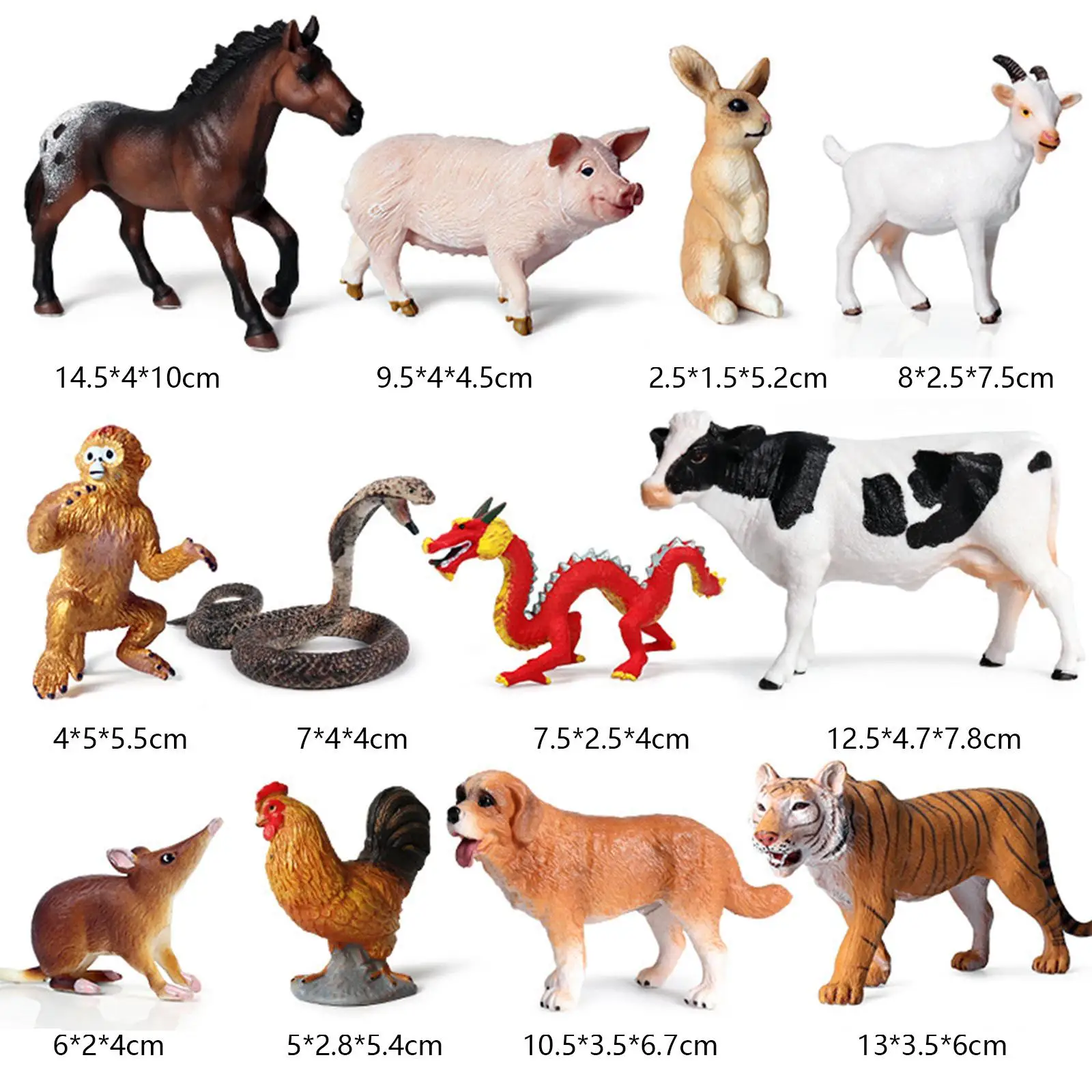 12Pcs Animals Model Lifelike Cake Topper Kids Educational Toy for Kids Toy Boys