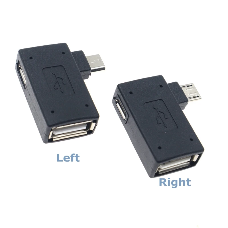 New Micro Adapter USB 2.0 Female to Male Micro OTG Power Supply 2018 Port 90 Degree Left 90 Right Angled USB OTG