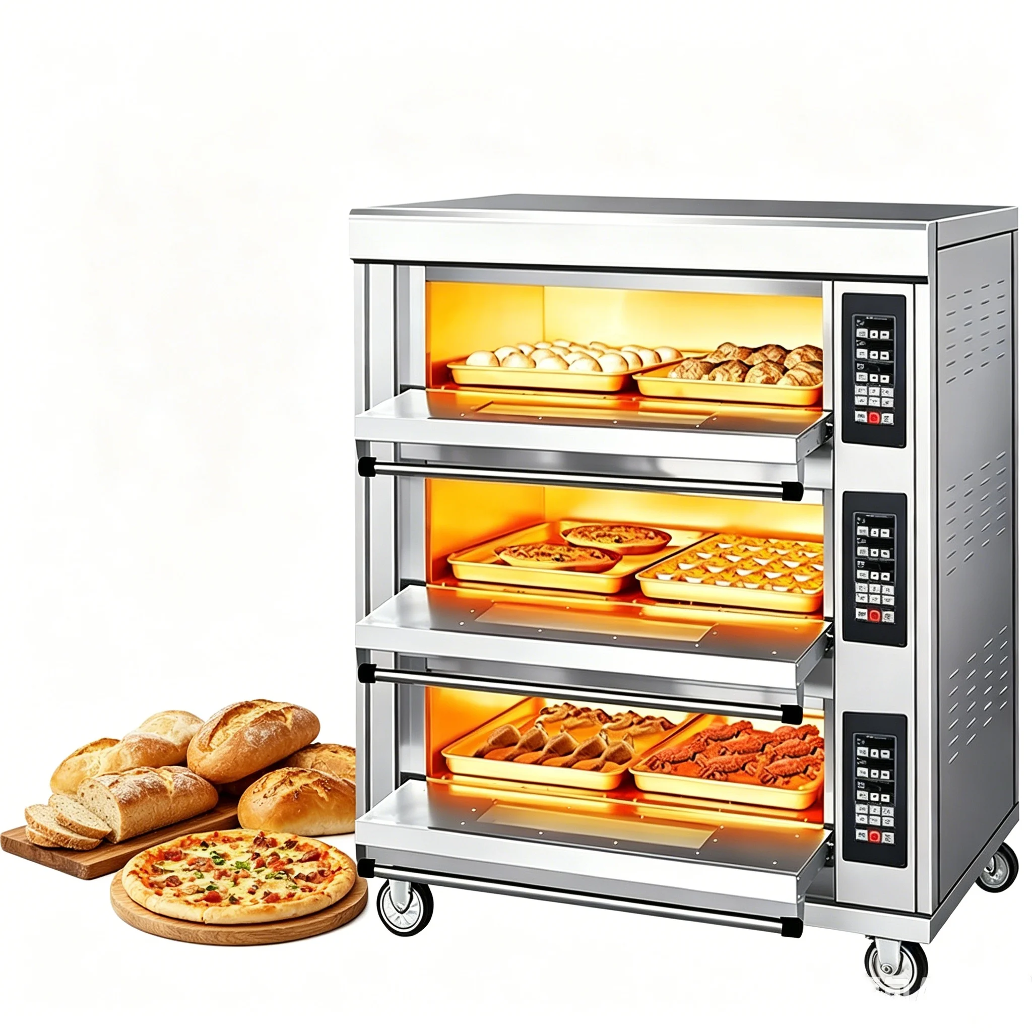Hot-selling professional three-layer six-plate electric oven, suitable for bakery baking, lunch restaurant, cafe, pizza, bread