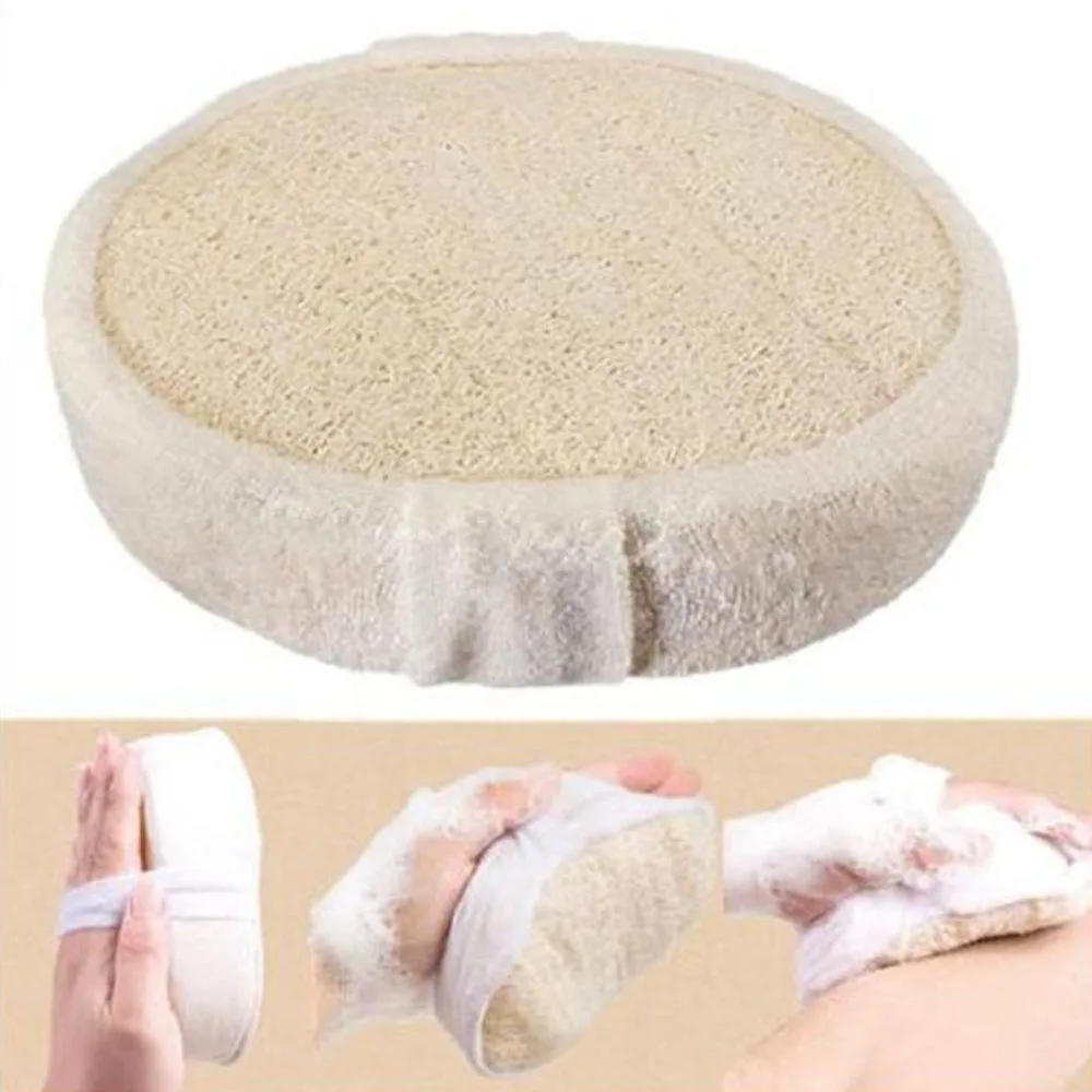 100% Natural Loofah Sponge Scrub Brush / Suitable for Bath spa and Shower exfoliating and Dead Skin+ 1 Pcs Natural Loofah Brush