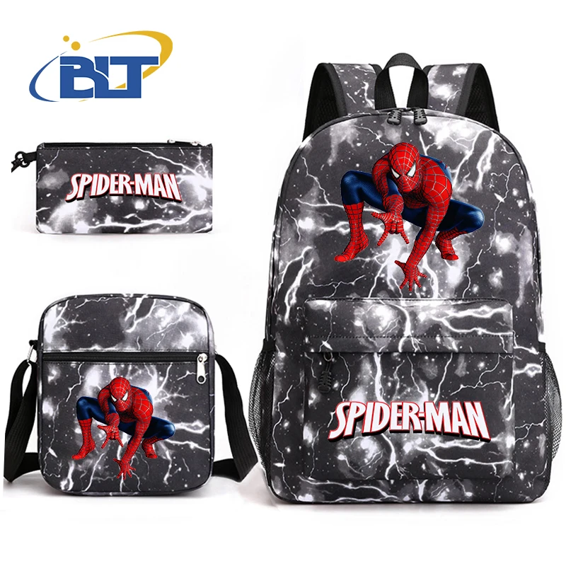 MINISO-Ensemble de cartables College Spider-Man pour enfants, sac à crayons étudiant, sac à dos initié, ensemble de trois pièces