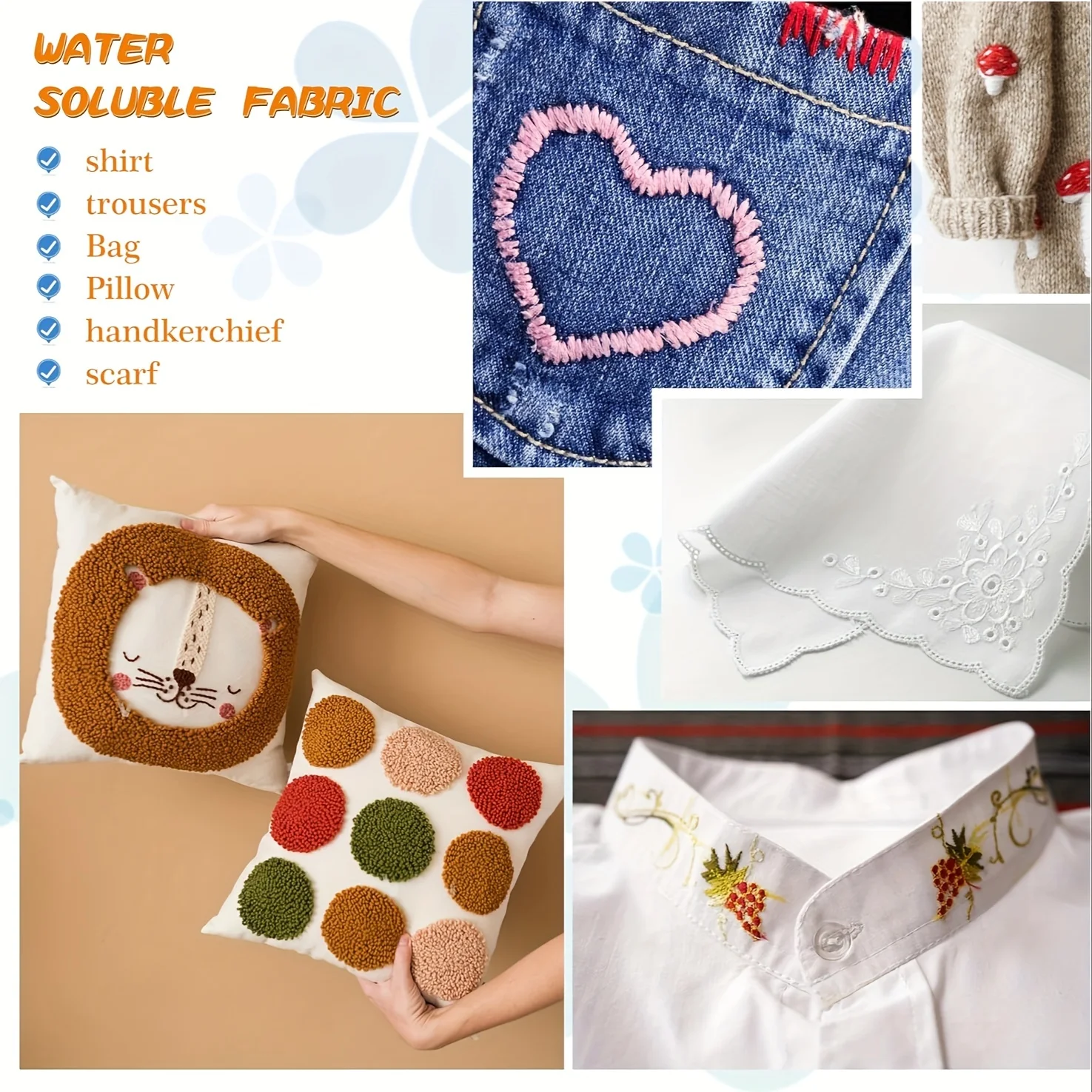 "مثبت تطريز A4 مكون من 10 أوراق - ورق قابل للطباعة وقابل للذوبان في الماء لخياطة الماكينة"