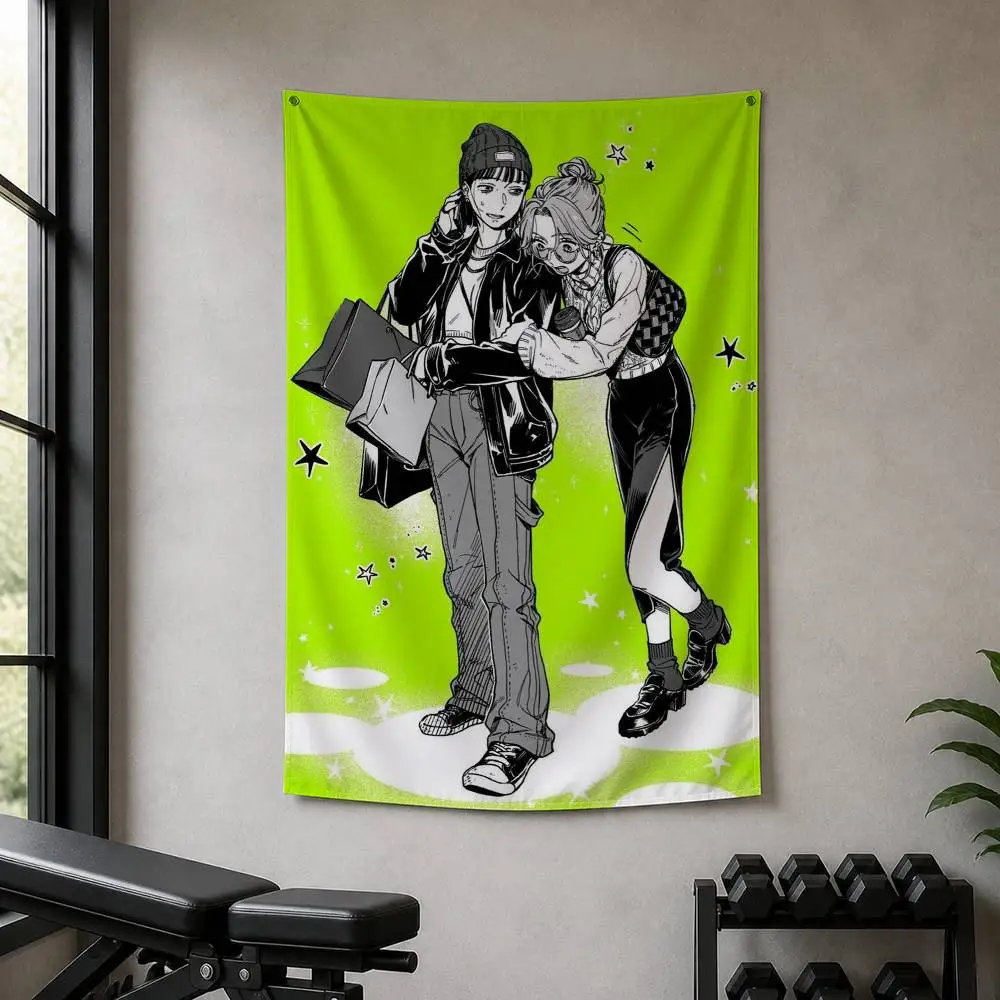 Comic strip KiniOto Green Yuri Laser Decorative Art Flag Banner for Picnic Camping Party and Home Decor