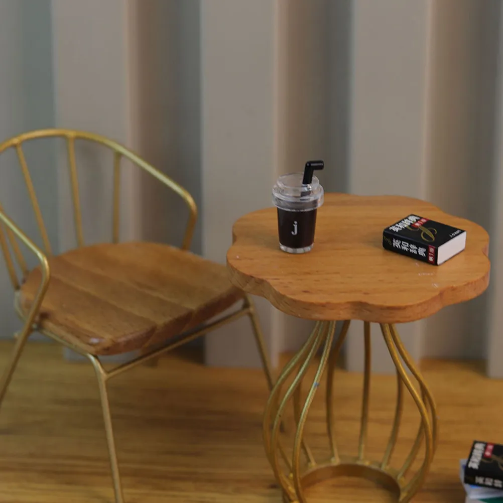 

Mini End Table Wood Alloy Construction Miniature Furniture for Mini House Decoration Delicate Detail Realistic Tiny House