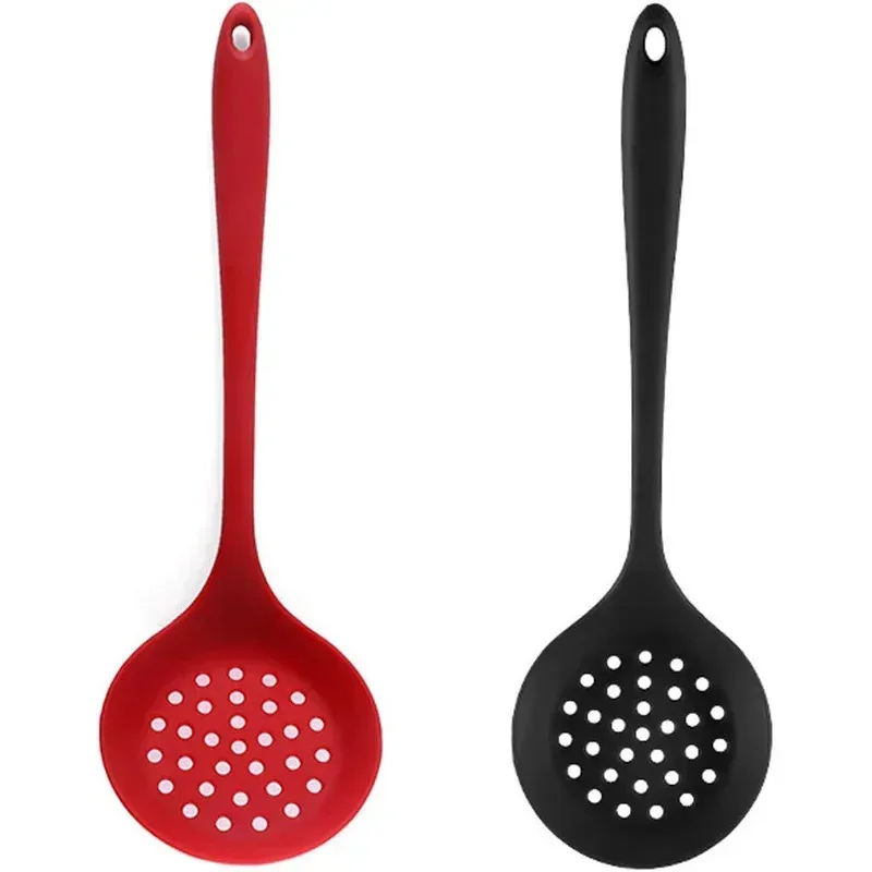 Silicone Skimmer Spoon Non-Stick Cooking Slotted Colander Spoon Skimmer Strainer Kitchen Sink Ladle Strainer Silicone Filter