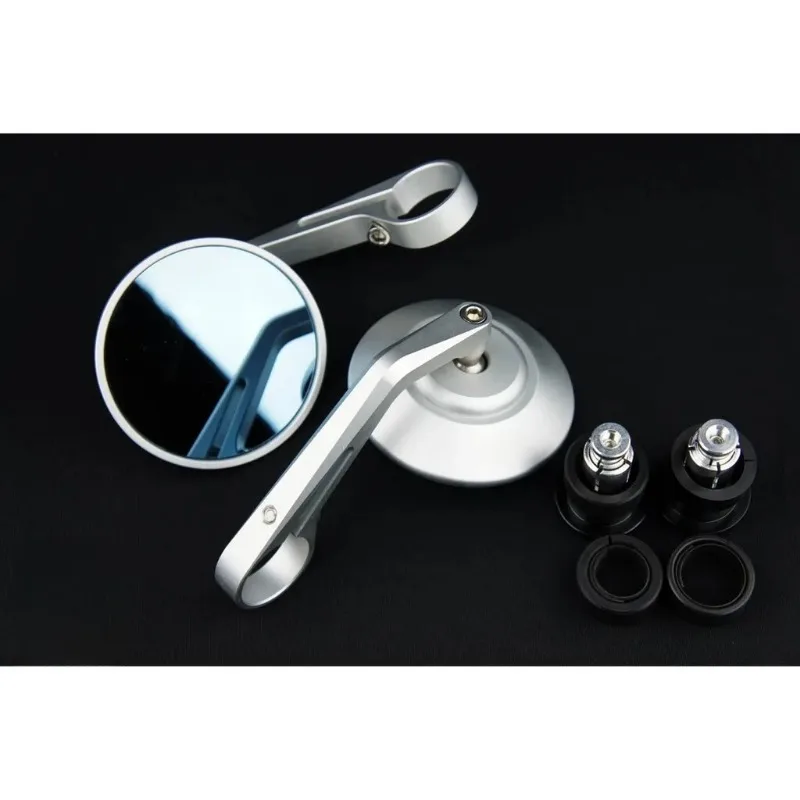 مرايا الرؤية الخلفية الشاملة لنهاية شريط الدراجات النارية ، مرآة الرؤية الخلفية الجانبية ، مقبض CNC الفضي ، مناسب لكاواساكي ، هوندا ، دراجات سوزوكي ، 22: 50 #6