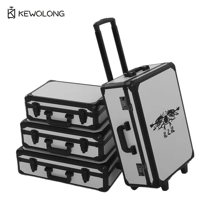 

Heavy-Duty Aluminum Frame Tool Case on Wheels, Pull Rod Suitcase for Equipment Storage & Organization, Thickened Protection